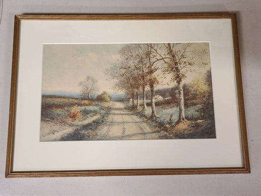Original George Ernest Colby Watercolor Country Side Road
