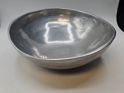 MCM Bruce Fox Design Aluminum Metal Biomorphic Footed Bowl 12.75 In