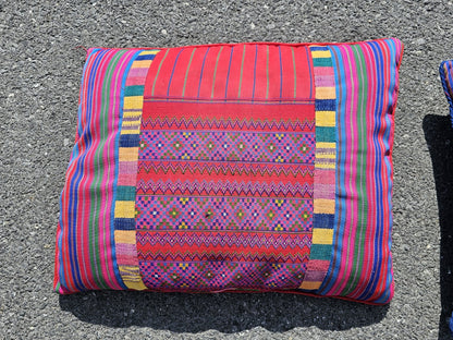 Vtg Tribal Indian Patchwork Quilt & Pillow Set Hand Stitched 99in X 96in 