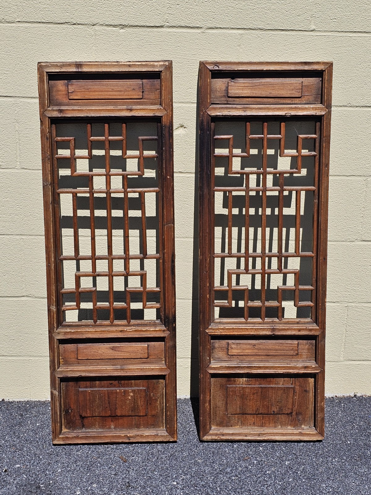 Antique 18th-19th Century Oriental Chinese Shutters Hanging Display Shelves