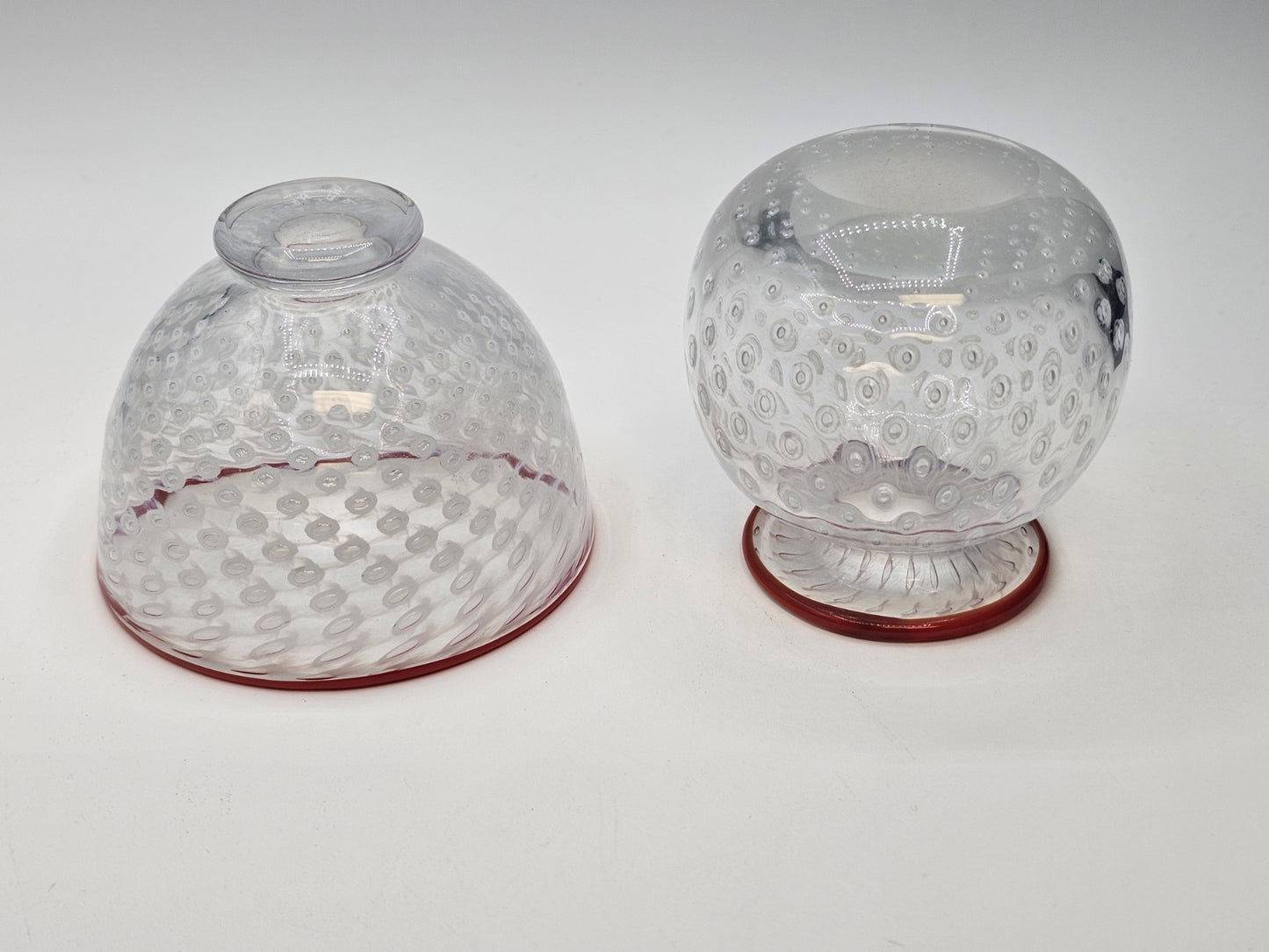 Kosta Boda Signed Bertil Vallien Opalescent Controlled Bubble Vase Pair