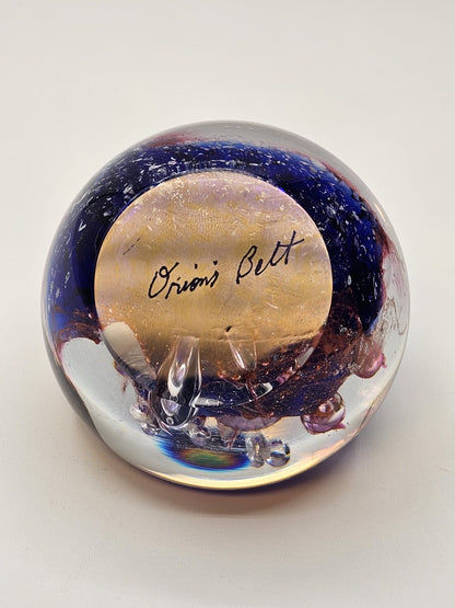Vintage Glass Eye Studio Orion's Belt Paperweight Cobalt Blue Purple Clear Rose