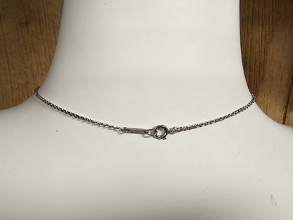 Hand Carved Jade Fish Pendant 1.25" Long On Silver Necklace 17.75" Long