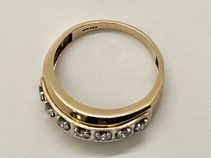 14k Yellow Gold Men's Ring W 7 Clear Stones Size 13 Appx 6.6 Grams Great Quality