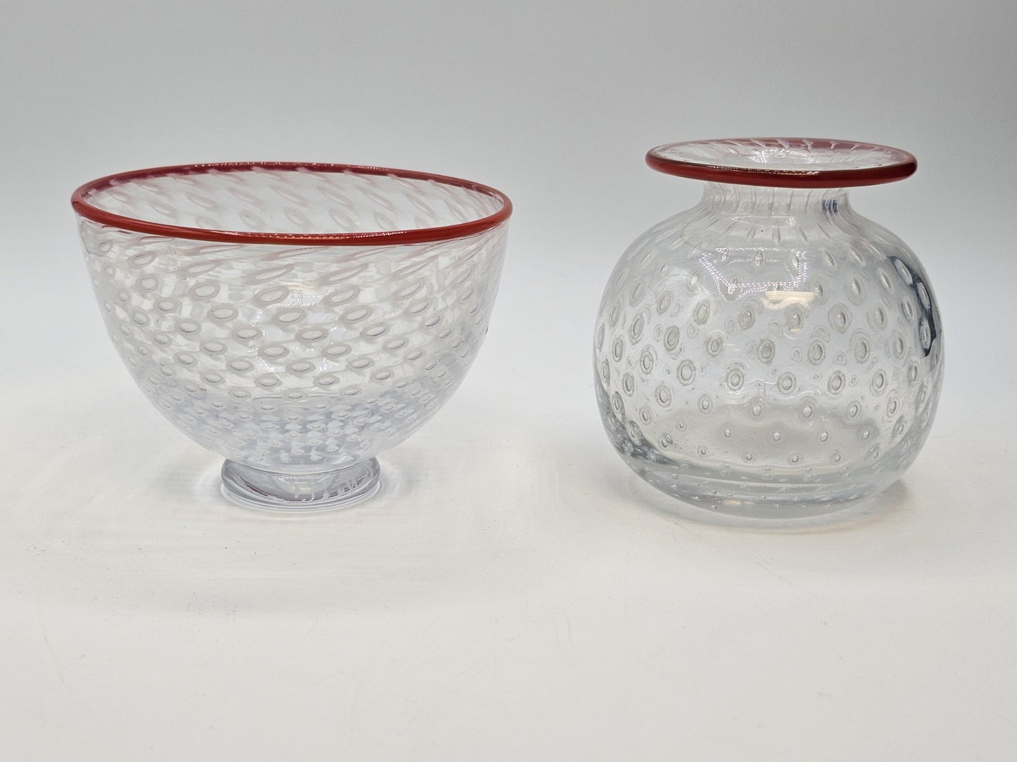 Kosta Boda Signed Bertil Vallien Opalescent Controlled Bubble Vase Pair