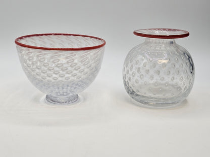 Kosta Boda Signed Bertil Vallien Opalescent Controlled Bubble Vase Pair