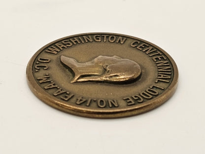 Vintage Bronze Masonic Medal Token w George Washington DC Centennial Lodge No 14