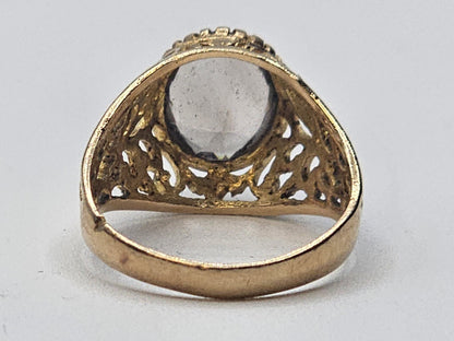 750 18k Yellow Gold Smoky Topaz Quartz Cocktail Ring 3.5 Grams Size 5.25