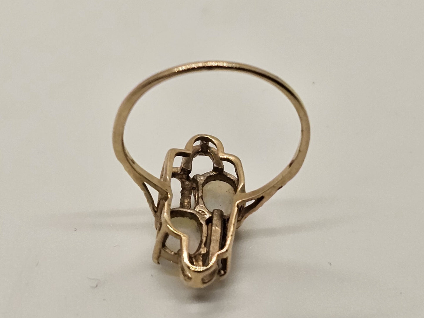 Vtg 10k Yellow Gold Ring With 2 Oval Opals Size 6.5-7, 1.99 Grams Cocktail Ring