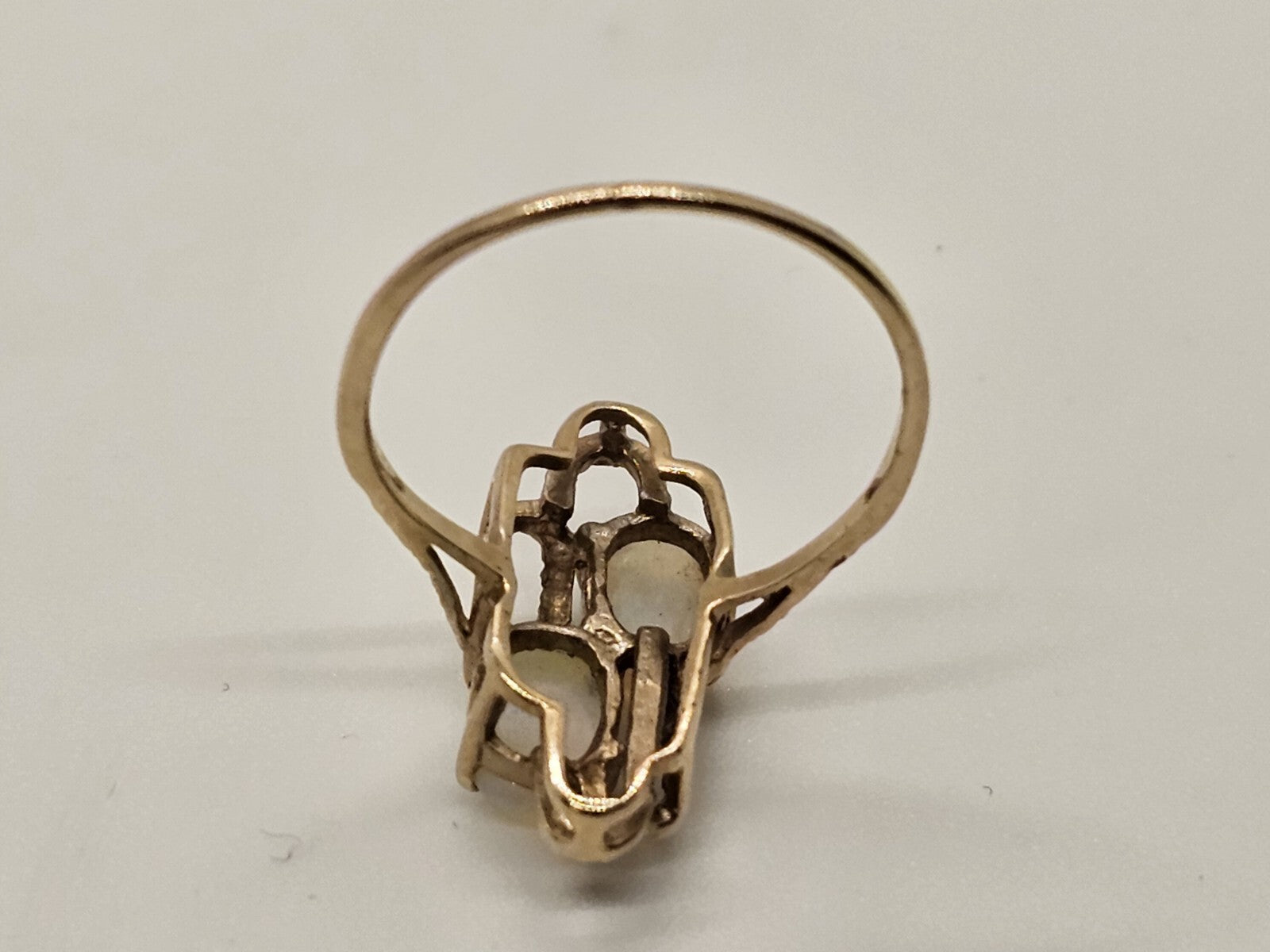 Vtg 10k Yellow Gold Ring With 2 Oval Opals Size 6.5-7, 1.99 Grams Cocktail Ring