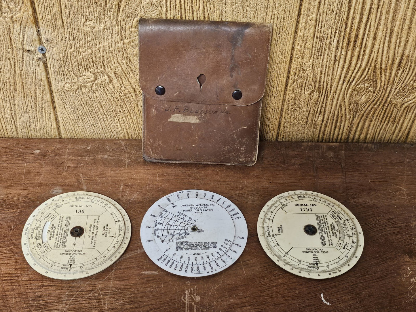 Vtg American Airlines Air Navigation True Air Speed Computer Slide-Rule Set Of 3