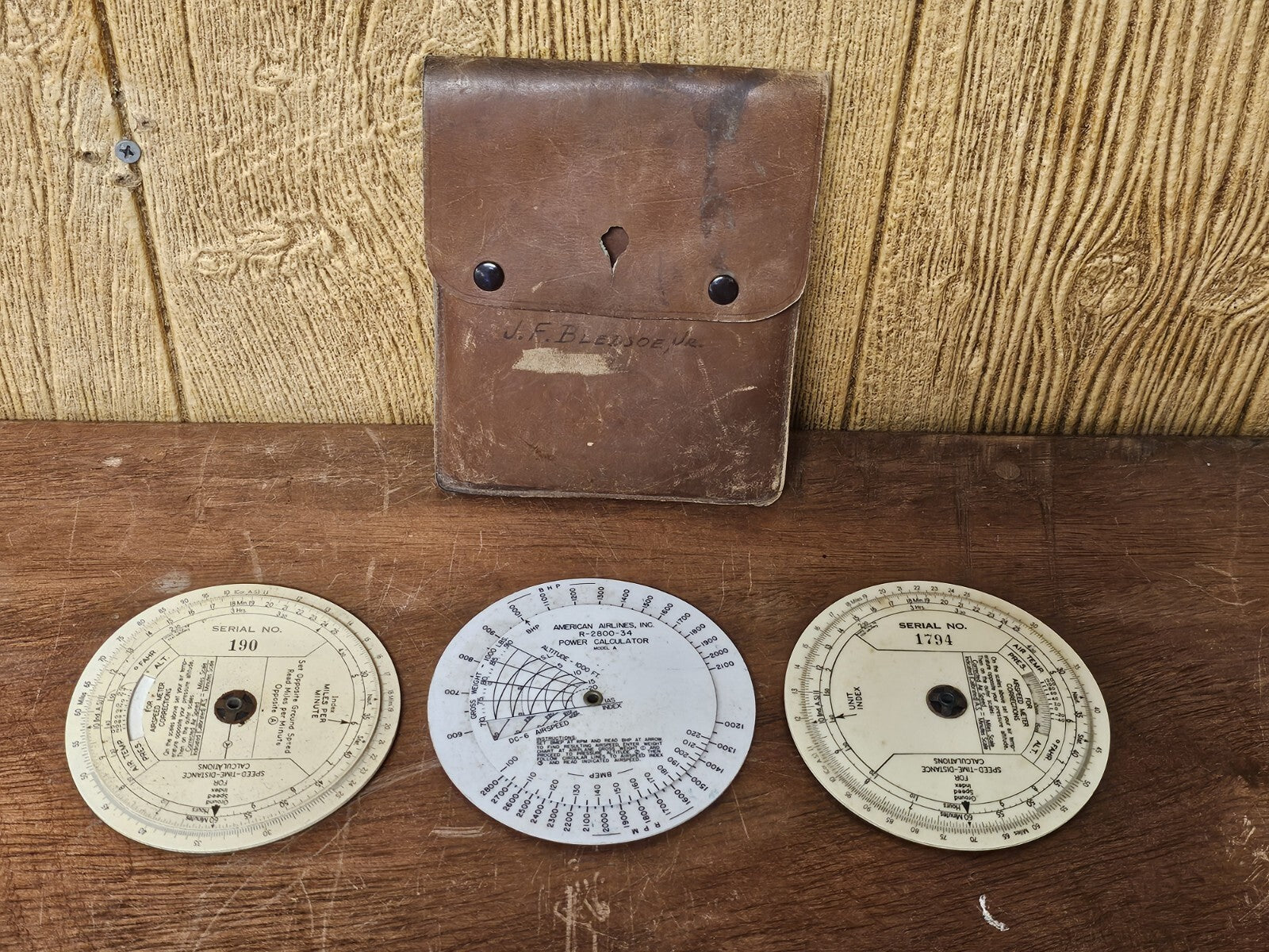 Vtg American Airlines Air Navigation True Air Speed Computer Slide-Rule Set Of 3