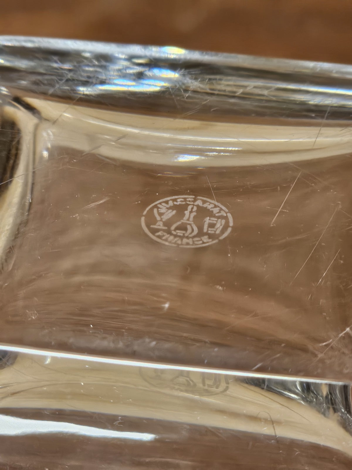Baccarat Celine Square Crystal Floral Vase Tall Signed 1980s Rare Small Chip