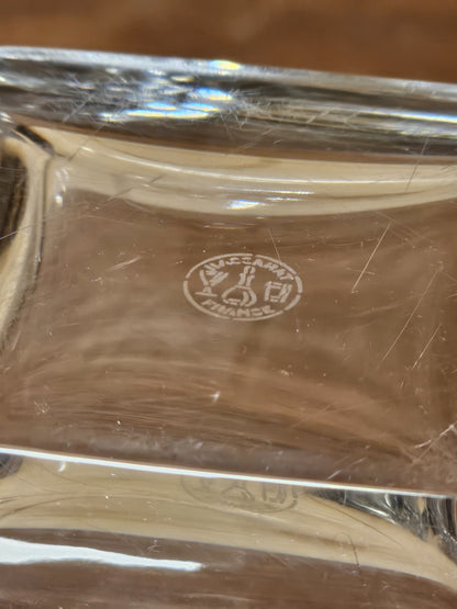 Baccarat Celine Square Crystal Floral Vase Tall Signed 1980s Rare Small Chip