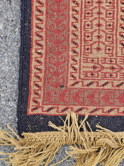 Hand-Knotted Vtg Fine Tribal Rug Runner Rug Hand Dyed 50" X 120" Very Thick 