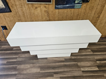 1980s Post Modern White Lacquer Photography Station W Cylinder Stools 