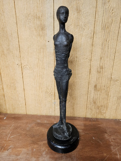 Vtg MCM Modernist Figural Bronze By Pino Conte Italian Standing Ballerina 28.5" 