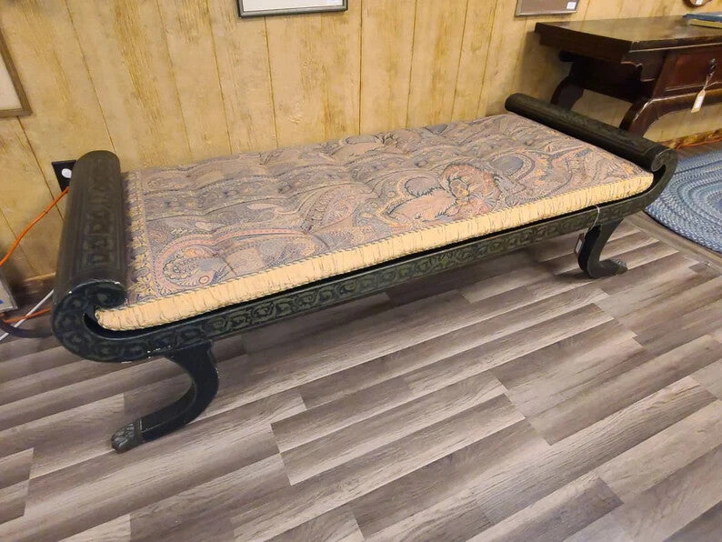 Antique 19th Century Bed Bench with Silk Cushion Great Condition French Style