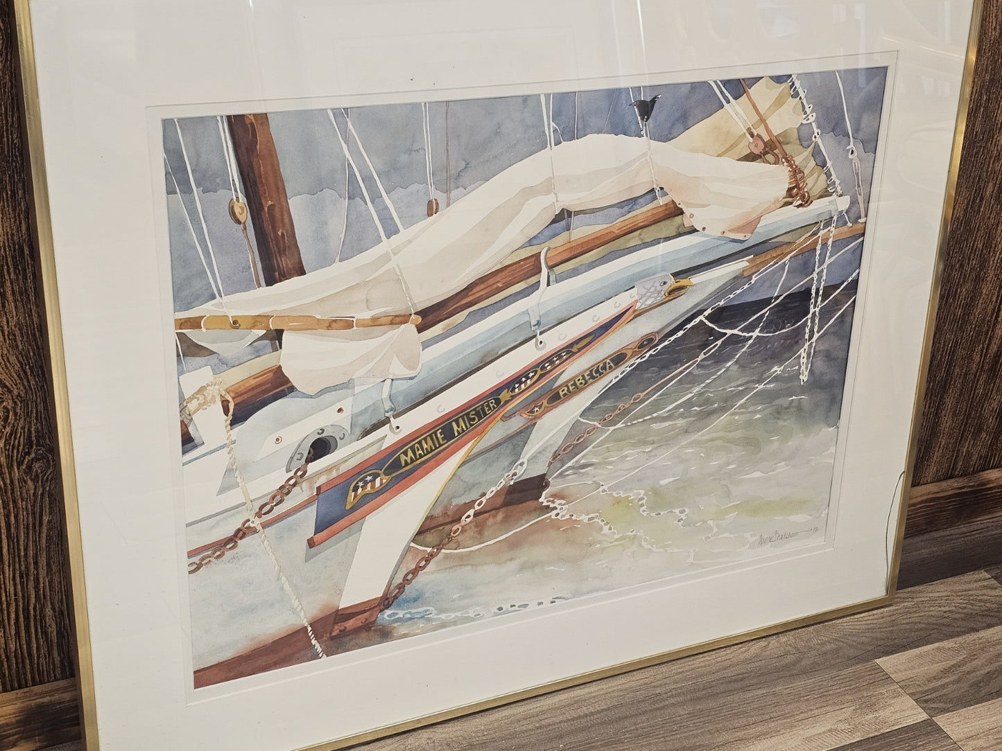 Original Watercolor Painting Mamie A Mister Historic Chesapeake Bay Oyster Boat