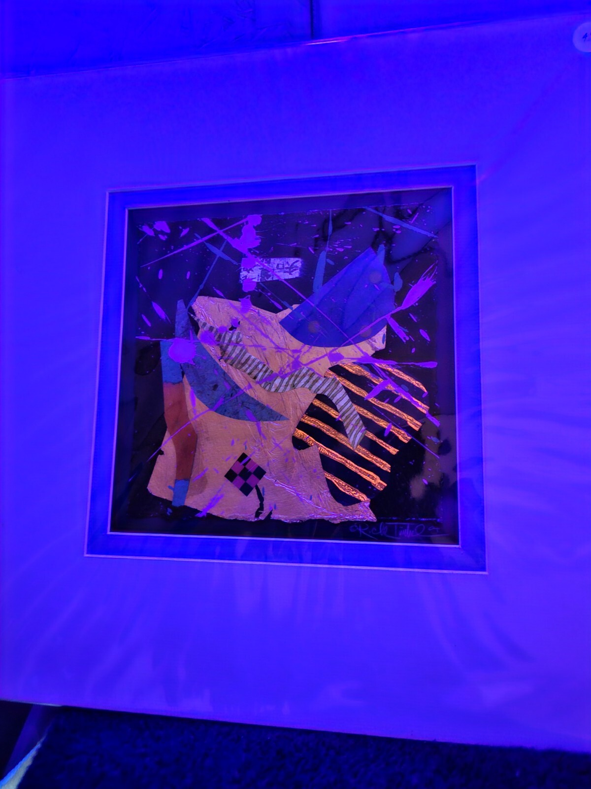 Original Abstract Paper Fiber Art Rick Tunkel Signed Matted 2004 Colorful
