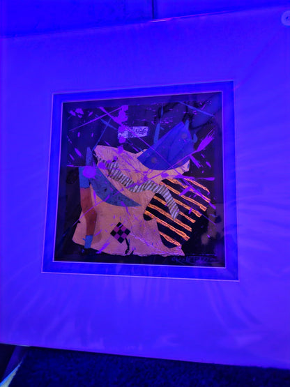 Original Abstract Paper Fiber Art Rick Tunkel Signed Matted 2004 Colorful
