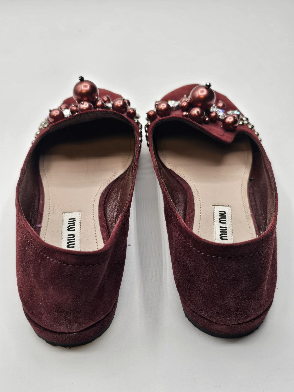 Miu Miu Bling Jeweled Crystal Slip-on Flats Shoes Size 36.5 Used 