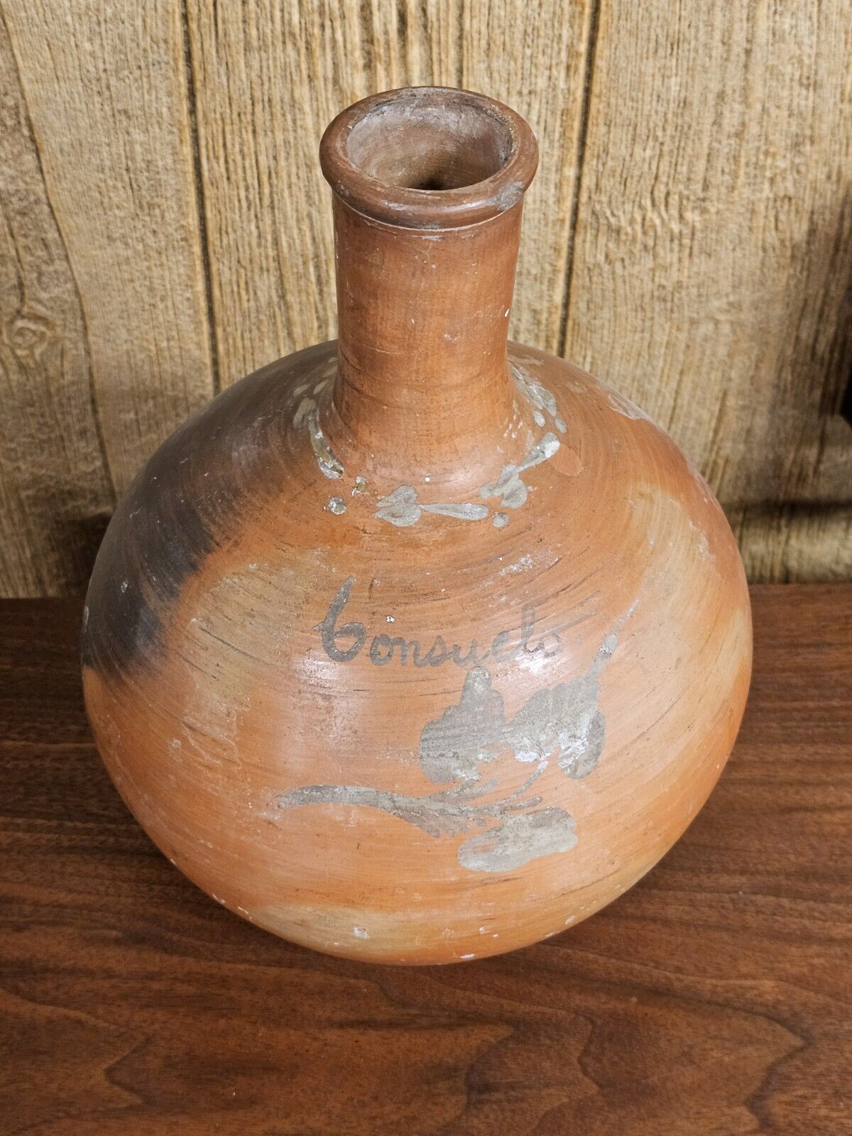 Antique South American Mexican South Western Folk Art Handmade Terracotta Vase 