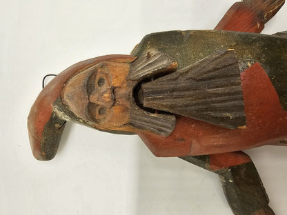 Antique 19th Century German Hand Carved Gnome Jumping Jack Santa Ornament