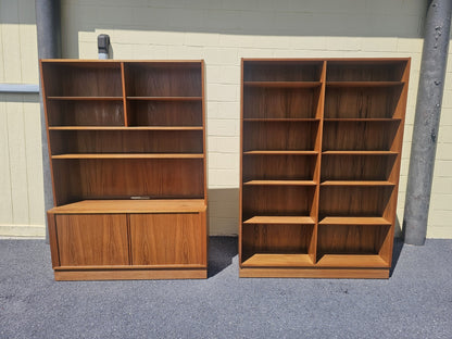MCM Danish Teak Bookcases Shelving Modular By Poul Hundevad Tambour Doors