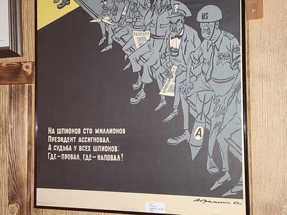 Original 1960 Soviet Union Propaganda Poster with Francis Powers