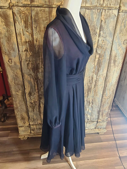 Vintage 60's Custom Made Midnight Blue Cocktail Summer Prom Dress