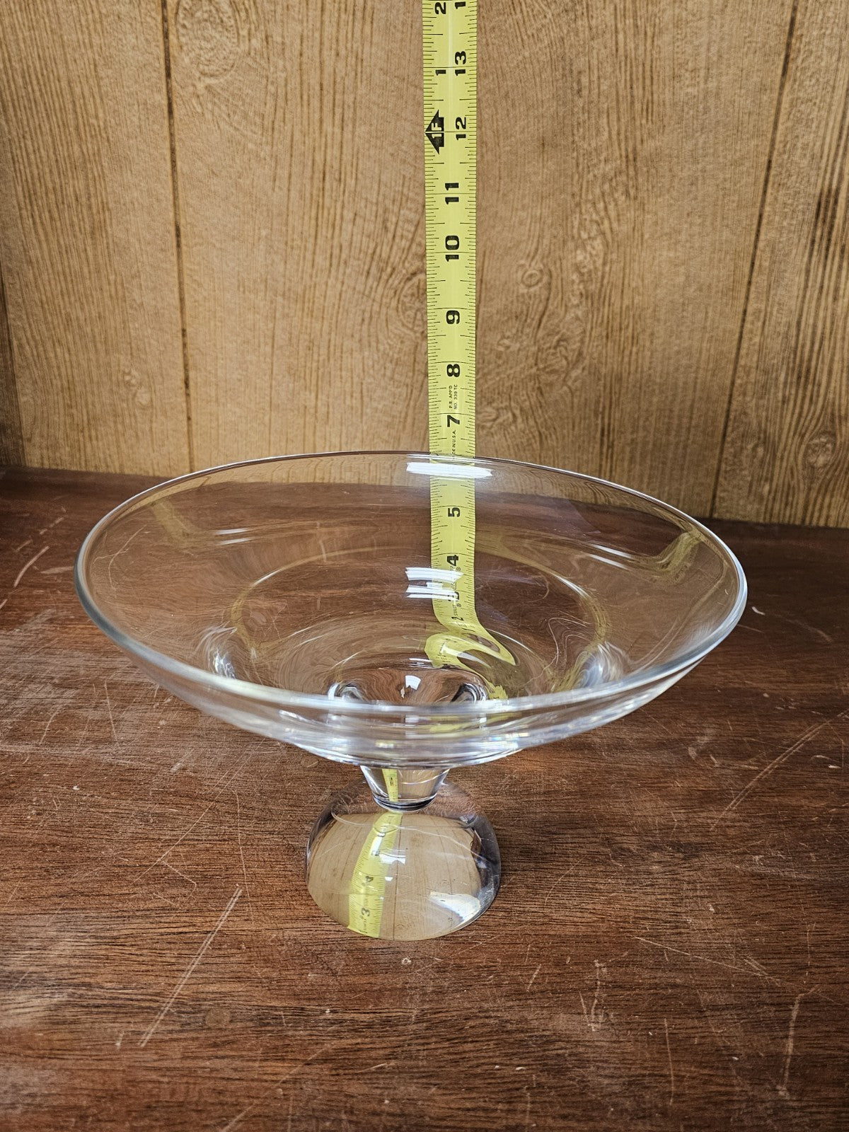 Steuben Signed Crystal Glass Cloud Pedestal Bowl Centerpiece 6.25 In Tall