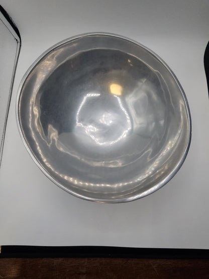 MCM Bruce Fox Design Aluminum Metal Biomorphic Footed Bowl 12.75 In