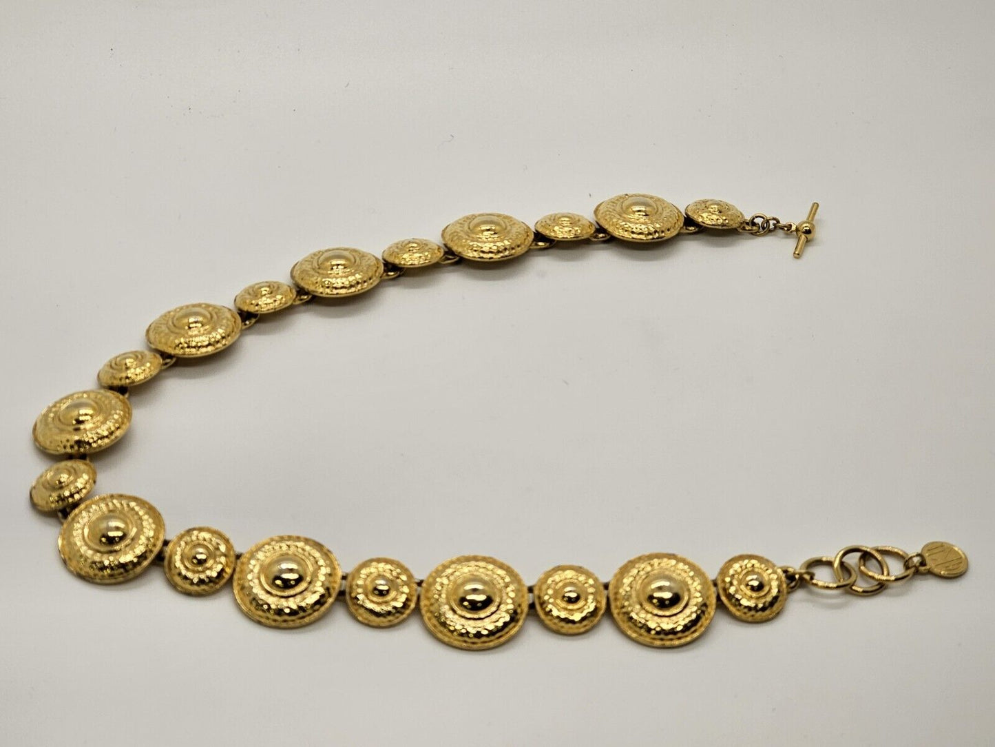 Vintage Anne Klein Gold Tone Round Link 18 Inch Choker Necklace 