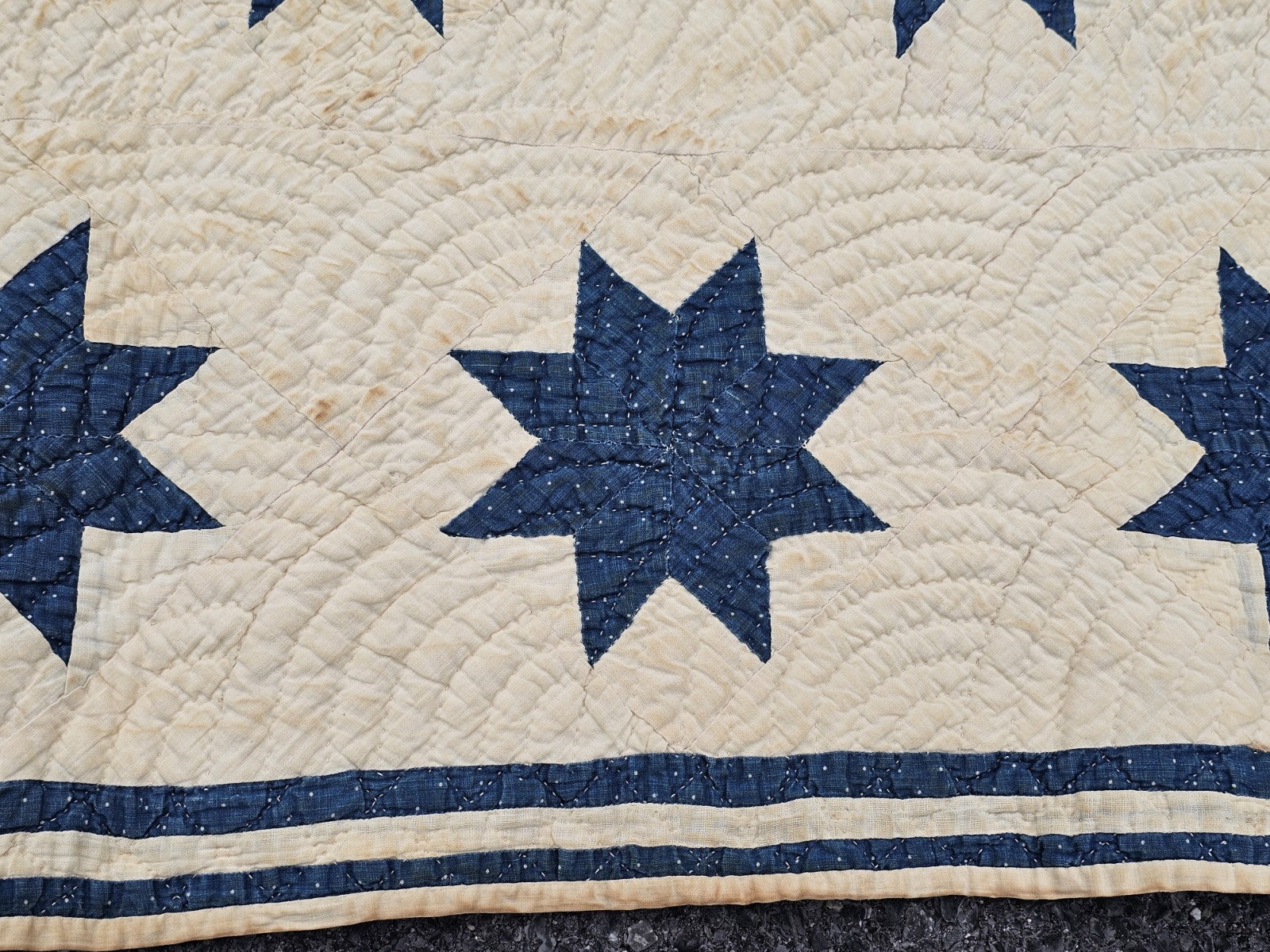 19th Century Antique Circa 1850 Floating 8 Point Star Lap Americana Quit 63 X 72