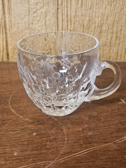 Rogaska Gallia Punch Bowl Set 9.5 Inch Punch Bowl With 17 Cups