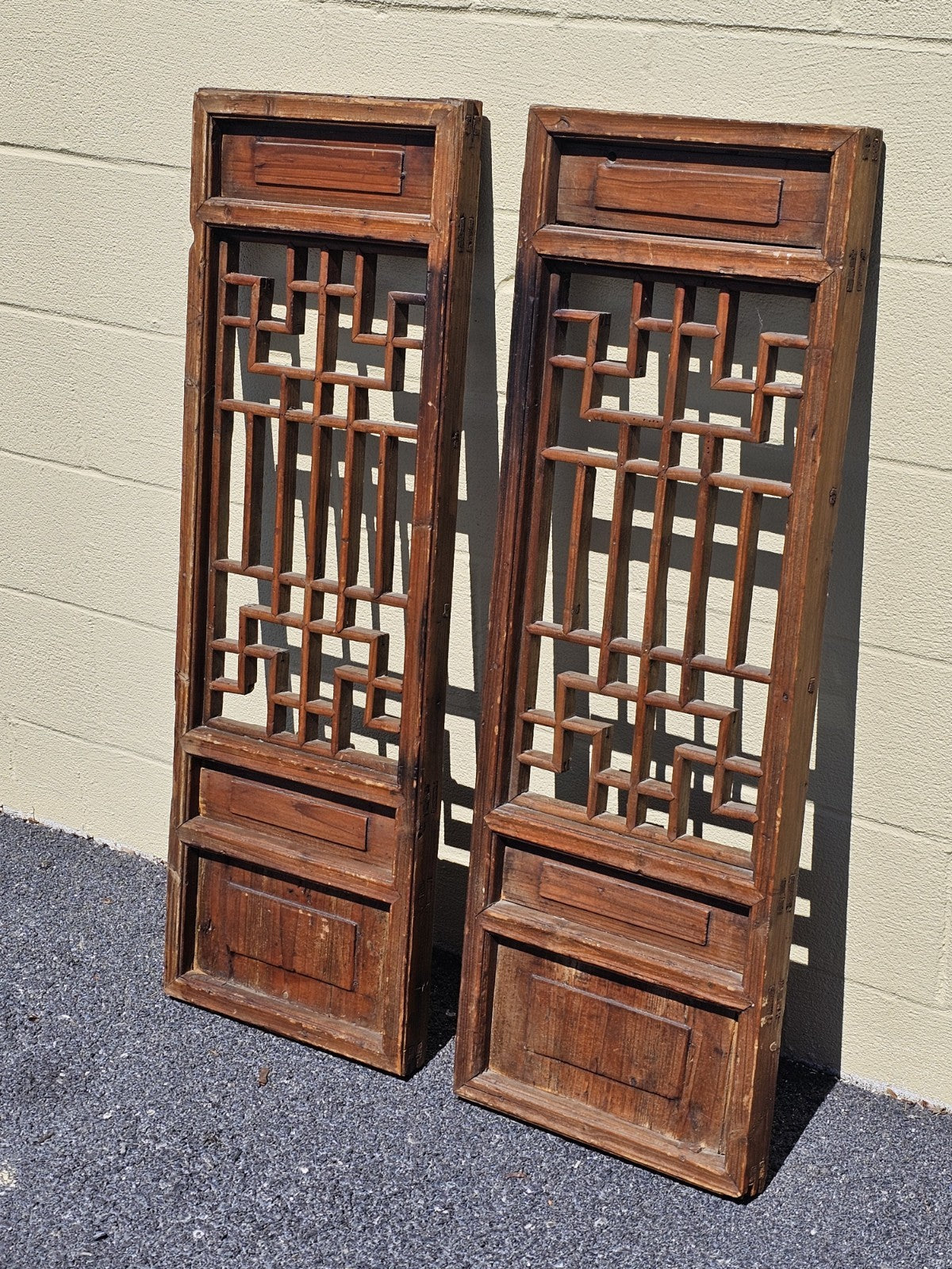 Antique 18th-19th Century Oriental Chinese Shutters Hanging Display Shelves