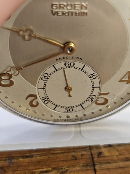 10k Gold Filled Gruen Verithin Pocket Watch Working Condition 