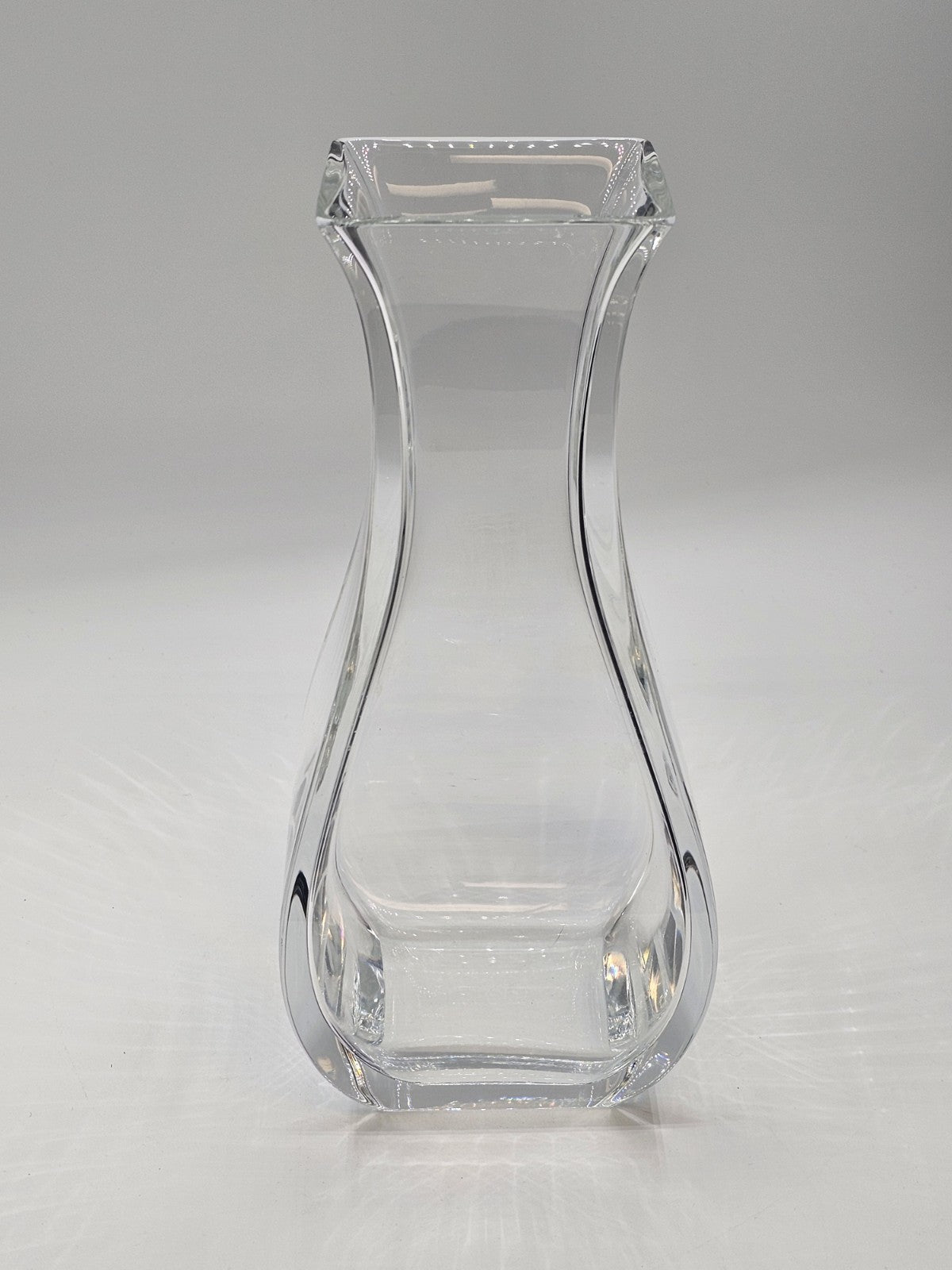 Baccarat Celine Square Crystal Floral Vase Tall Signed 1980s Rare Small Chip