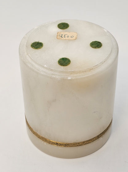 Vintage Italian White Opaline Round Cigarette Trinket Box & 4 Ashtray Coasters