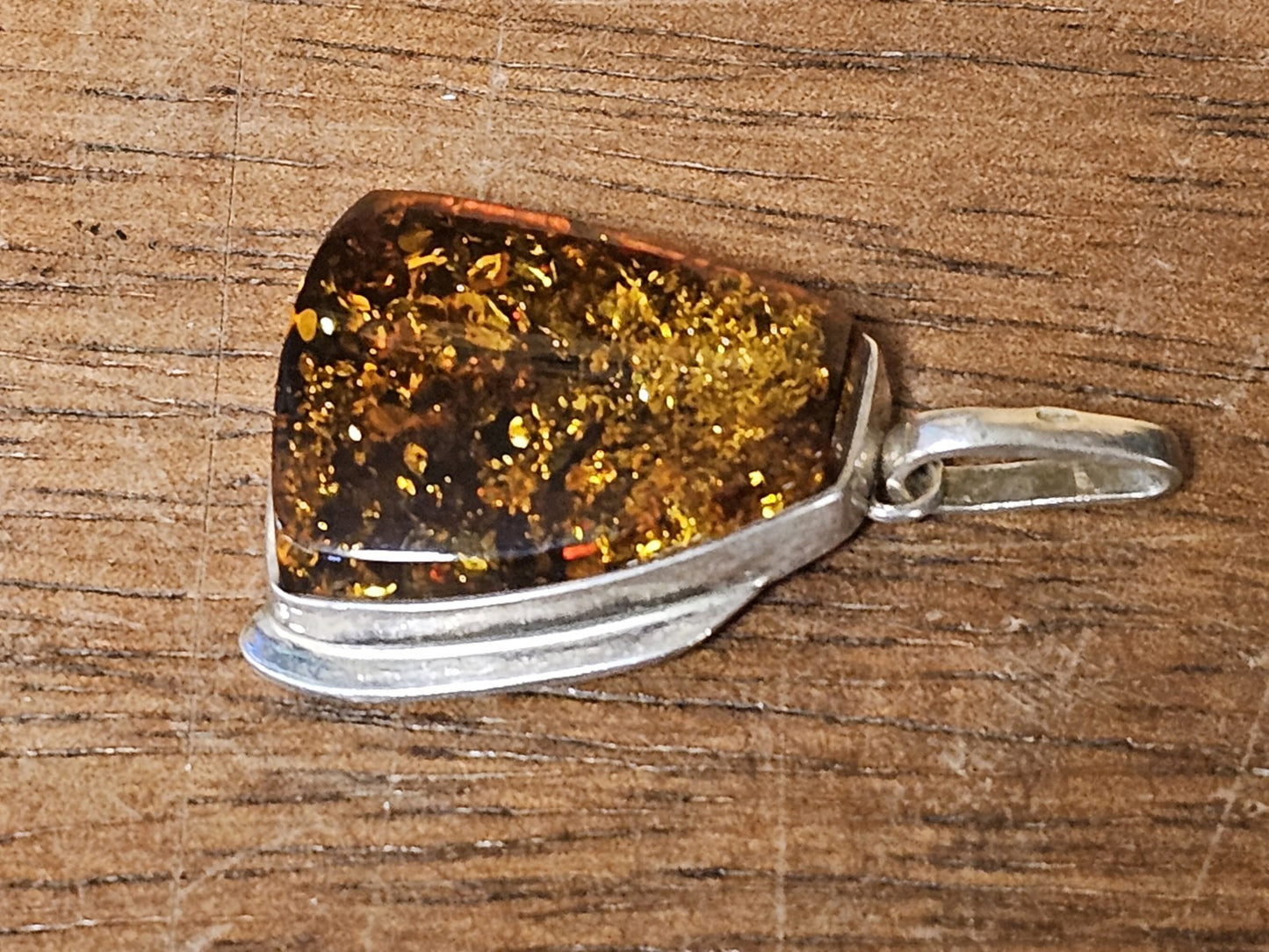 Vtg Natural Baltic Amber Gemstone 925 Sterling Silver Jewelry Pendant 2 In Long