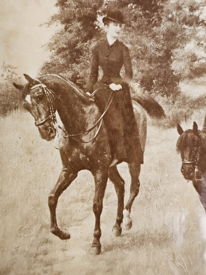 Jean-Richard Goubie Framed Etching? Woman & Child On Horse & Pony