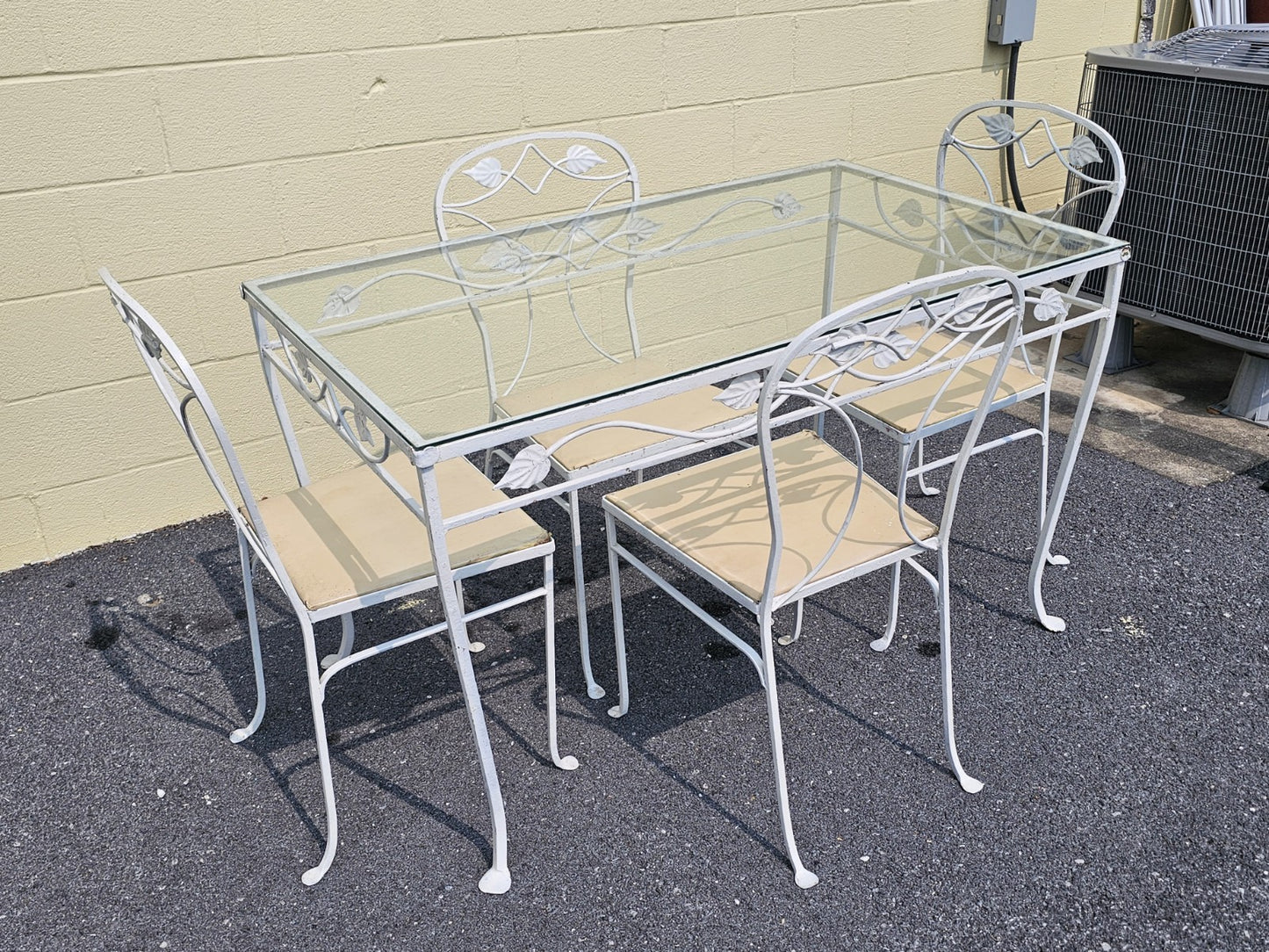 MCM Wrought Iron Salterini? Style Garden Patio Table & 4 Chairs