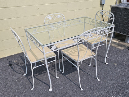 MCM Wrought Iron Salterini? Style Garden Patio Table & 4 Chairs