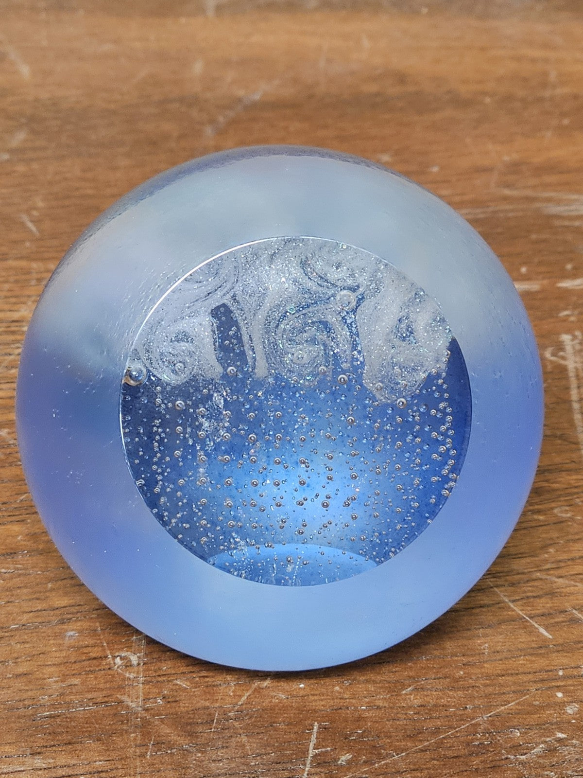 Signed April Showers Iridescent Blue Green Purple Paperweight 3 In Rain Clouds