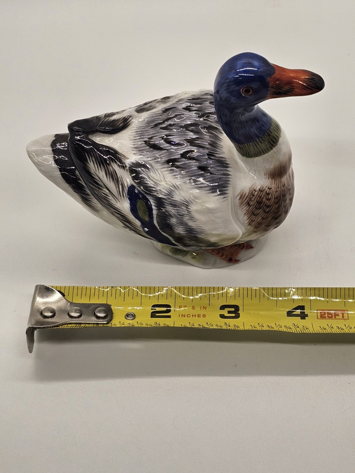 Vtg Meissen Mallard Duck Porcelain Figurine 4.5" Long Colorful