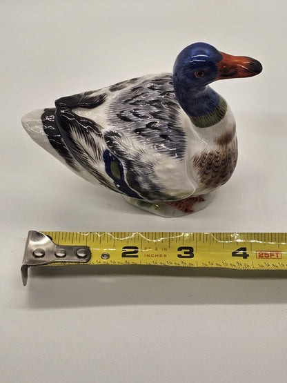Vtg Meissen Mallard Duck Porcelain Figurine 4.5" Long Colorful