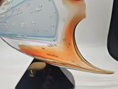 Murano Art Glass Signed Fish Sculpture By Sergio Castantini On Marble Base 16 In