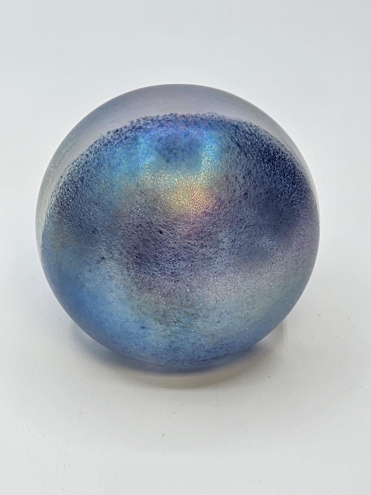 Signed April Showers Iridescent Blue Green Purple Paperweight 3 In Rain Clouds