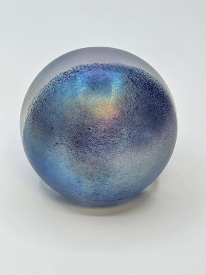 Signed April Showers Iridescent Blue Green Purple Paperweight 3 In Rain Clouds